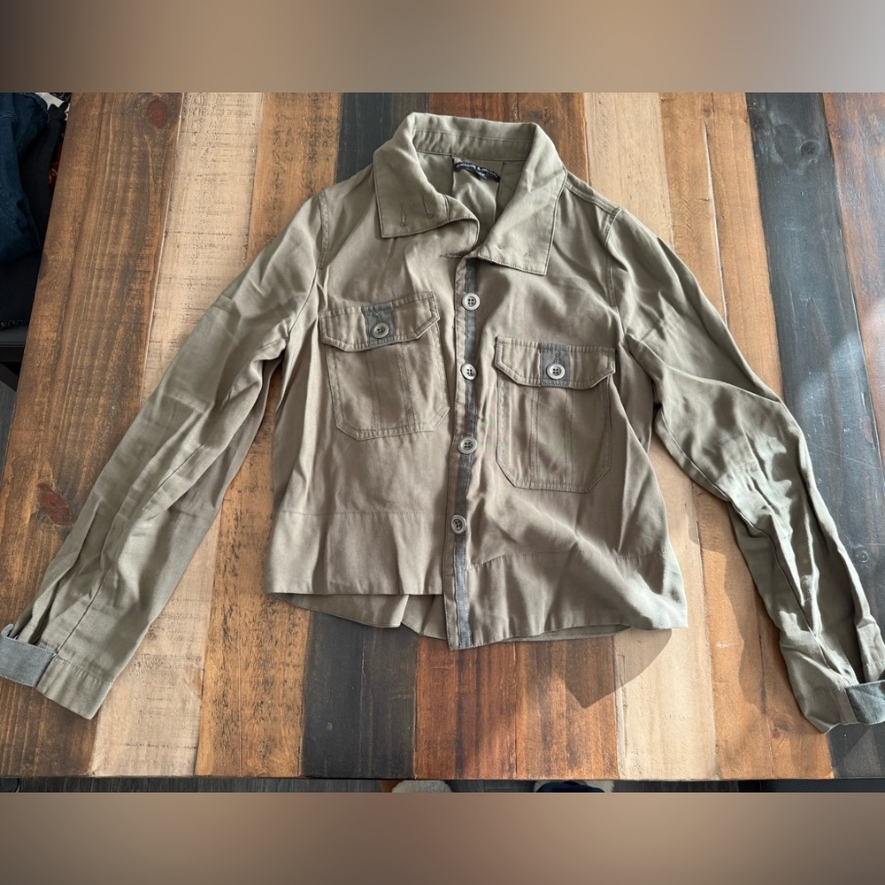 Army green crop jacket